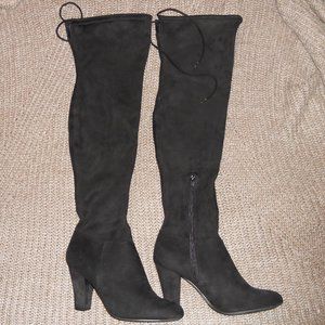 Black Faux Suede Over the Knee Boots